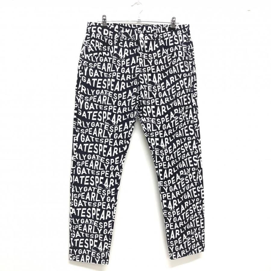 パーリーゲイツ パンツ 黒×白 英字×クジラ総柄 メンズ 6(XL) ゴルフ