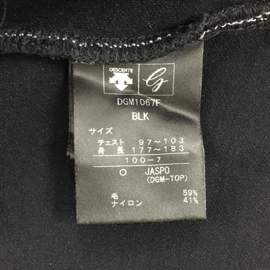 DESCENTE デサントゴルフ 長袖ポロシャツ 黒×白 ウール混 中田 DESCENTE デサントゴルフ 長袖ポロシャツ 黒×白 ウール混 中田