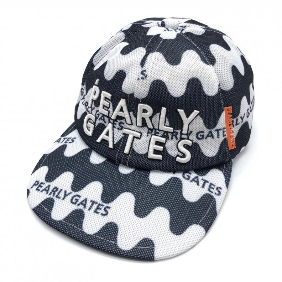 パーリーゲイツ メッシュキャップ ネイビー×白 なみなみボーダー パーリーゲイツ メッシュキャップ ネイビー×白 なみなみボーダー