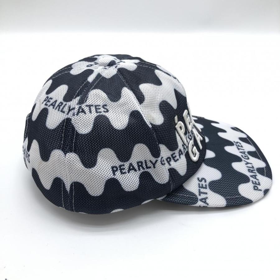 パーリーゲイツ メッシュキャップ ネイビー×白 なみなみボーダー パーリーゲイツ メッシュキャップ ネイビー×白 なみなみボーダー