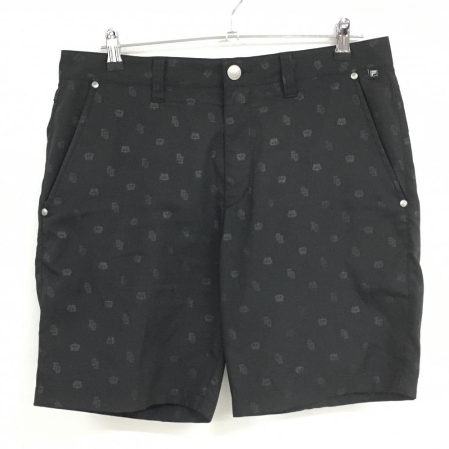 フィラゴルフ ハーフパンツ 黒 ロゴ・クラウン総柄 メンズ 86 ゴルフ