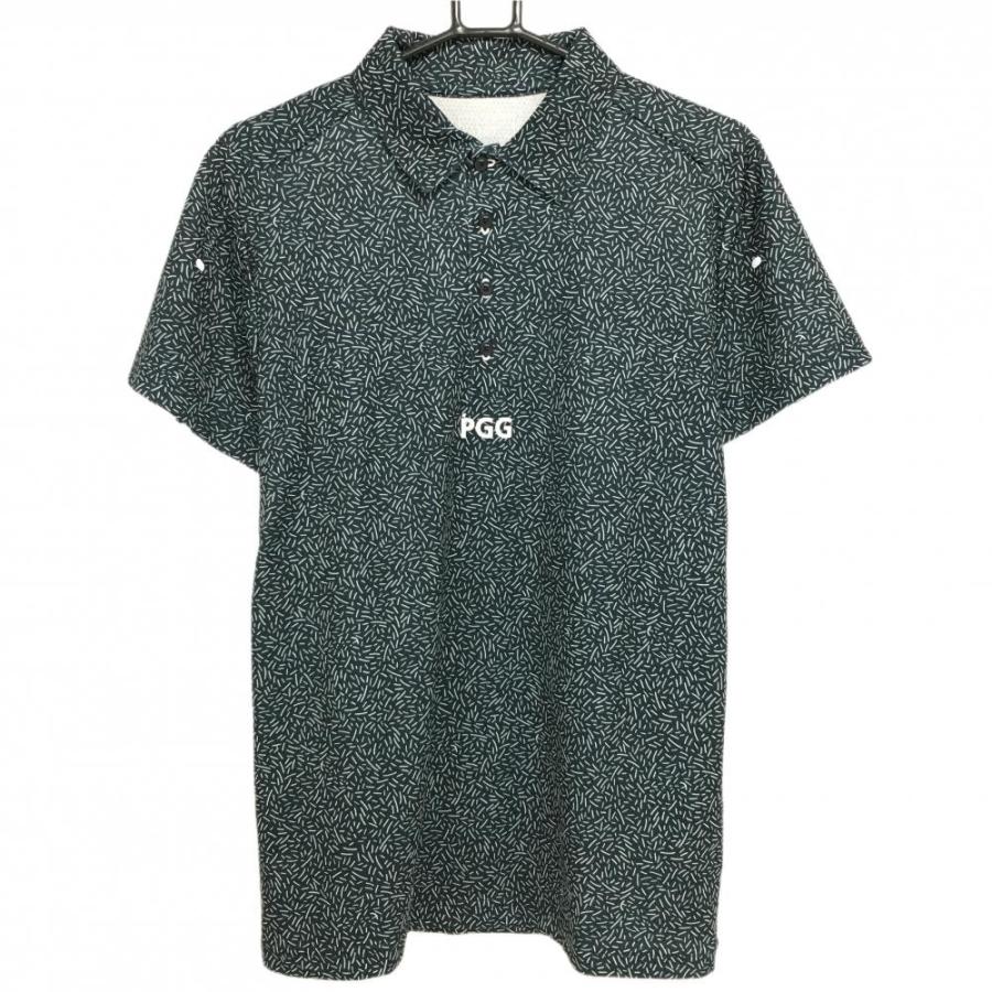 超美品】PGGパーリーゲイツ 半袖ポロシャツ ネイビー×白 総柄 超美品】PGGパーリーゲイツ 半袖ポロシャツ ネイビー×白 総柄