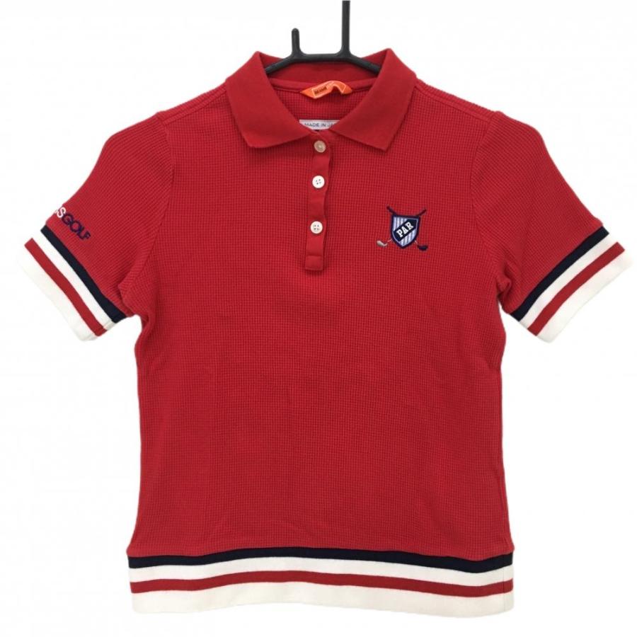 BEAMS GOLF（ビームス ゴルフ） 半袖ポロシャツ レッド×白 凹凸織生地 