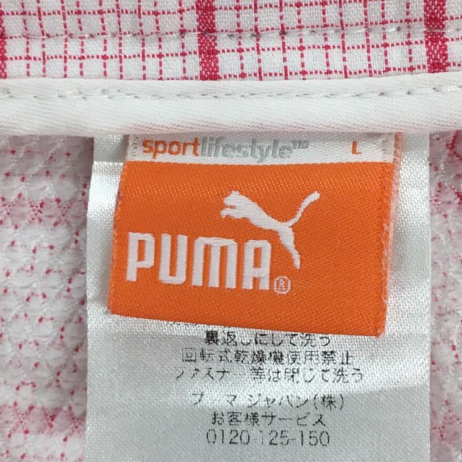 美品】プーマ ショートパンツ ピンク×白 チェック サイドパイピング
