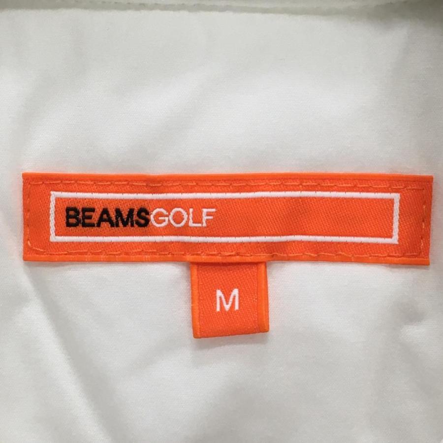 美品】ビームスゴルフ 中綿ジャケット 白×イエローグリーン 背面英字