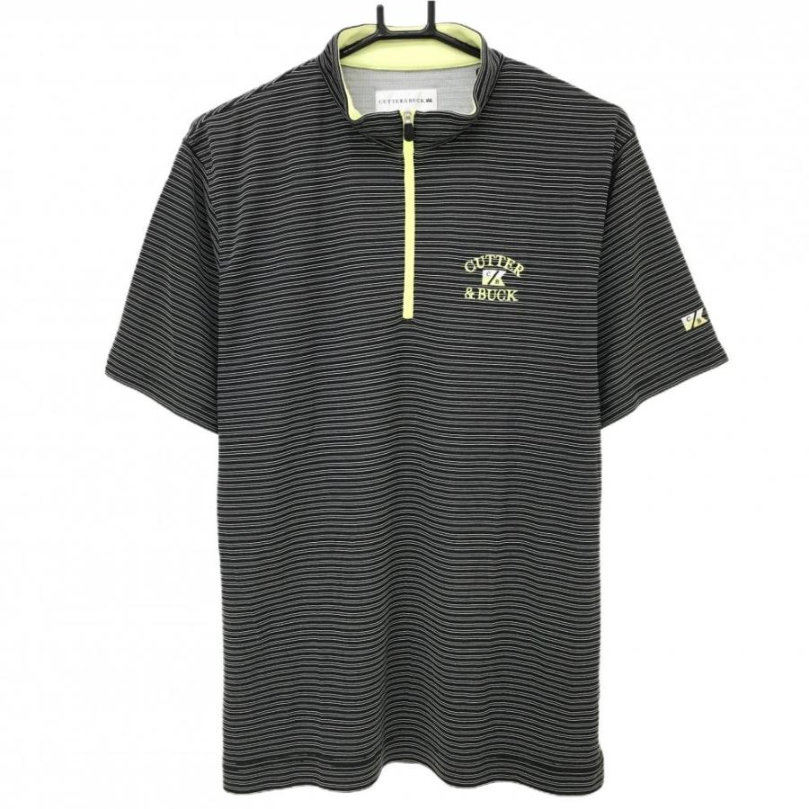 カッターアンドバック 半袖ハイネックシャツ 黒×白 ボーダー ハーフ  