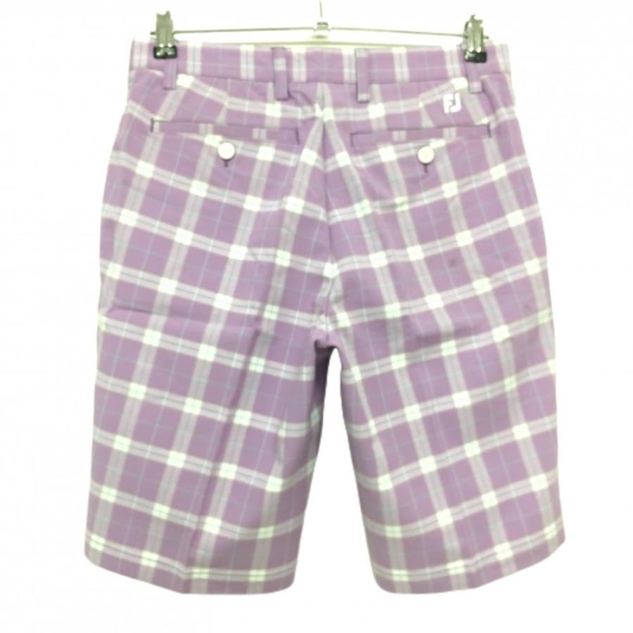 フットジョイ ハーフパンツ パープル×白 チェック メンズ W76