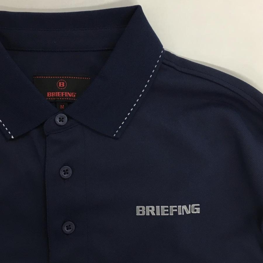 BRIEFING ネイビー ポロシャツ 美品】ブリーフィング 長袖ポロシャツ ネイビー×白 襟ステッチ メンズ