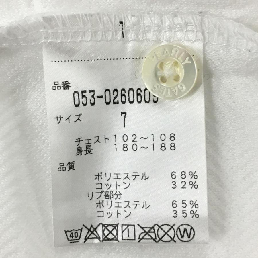 美品】パーリーゲイツ 半袖ポロシャツ 白 織生地 胸刺しゅう メンズ 7 