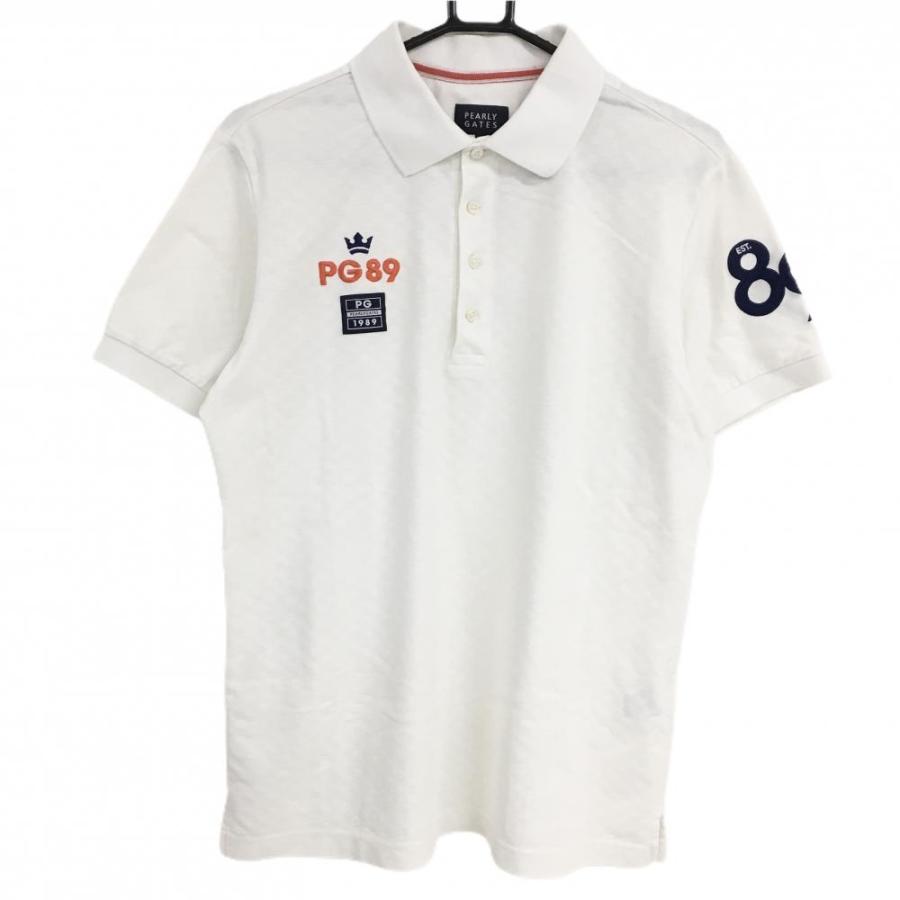 パーリーゲイツ 半袖ポロシャツ 白 織生地 胸刺しゅう メンズ 6(XL  