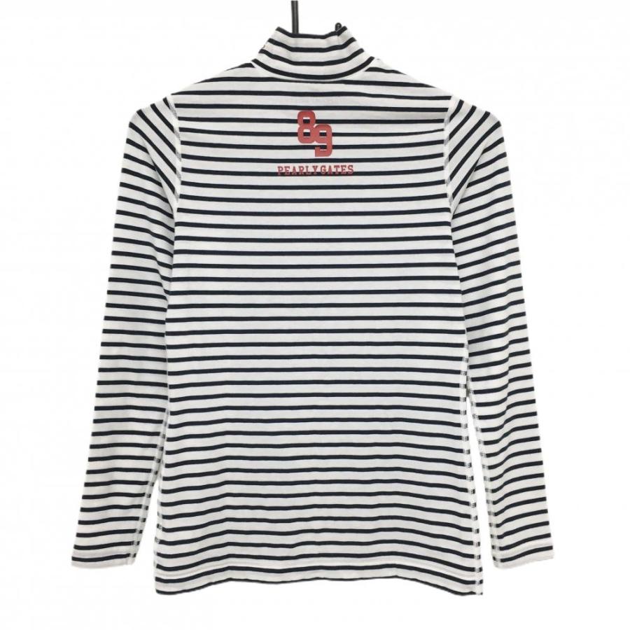 美品】パーリーゲイツ 長袖ハイネックシャツ 白×ネイビー 美品】パーリーゲイツ 長袖ハイネックシャツ 白×ネイビー
