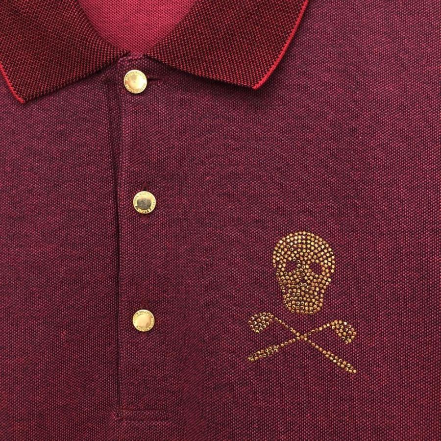 ★未使用級★MARK&LONA半袖ポロシャツスカルラインストーン　Mサイズ　総柄 MARK&LONA（マークアンドロナ） 【超美品】マークアンドロナ 半袖