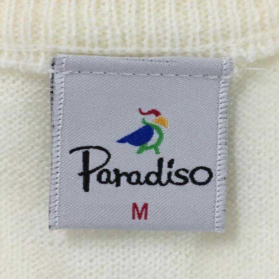 PARADISO 【超美品】パラディーゾ ニットベスト 白 ロゴピンク Vネック