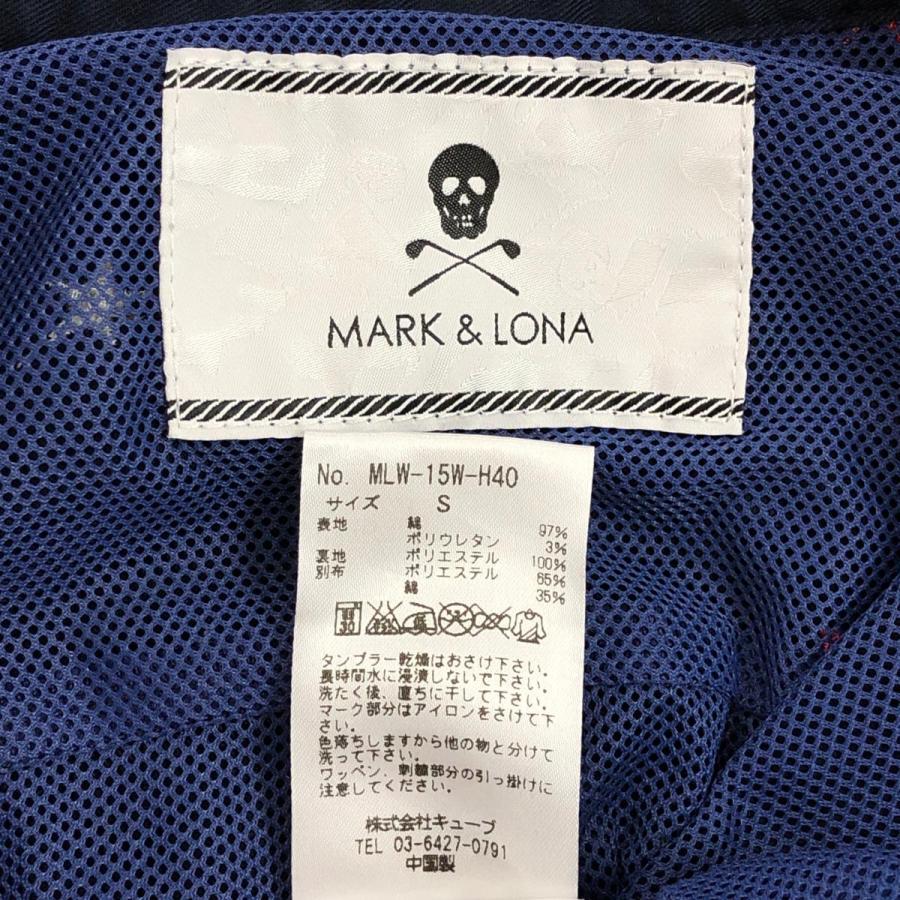 マークアンドロナ 半袖ポロワンピース ネイビー×マルチ 刺しゅう総柄