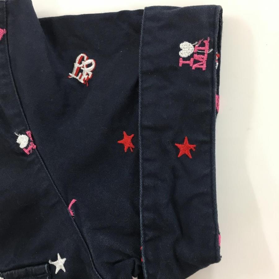 マークアンドロナ 半袖ポロワンピース ネイビー×マルチ 刺しゅう総柄