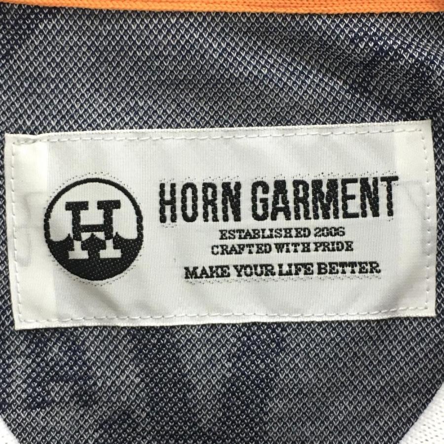 HORN GARMENT 【新品】ホーンガーメント 半袖ポロシャツ 白×ネイビー