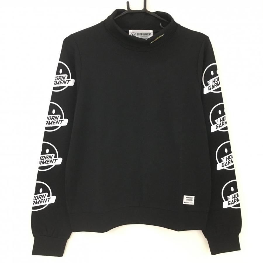 新品】ホーンガーメント 長袖ハイネックシャツ 黒×白 袖スマイル  