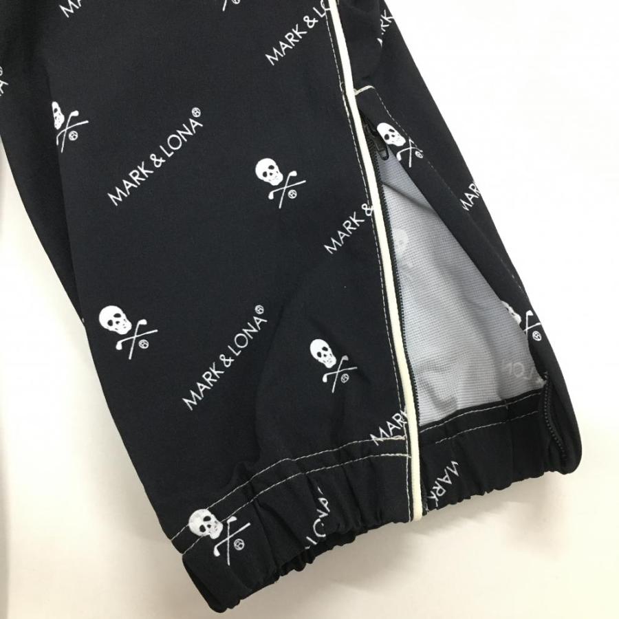 新品】マークアンドロナ パンツ 黒×白 スカル・ロゴ総柄 裾 新品】マークアンドロナ パンツ 黒×白 スカル・ロゴ総柄 裾