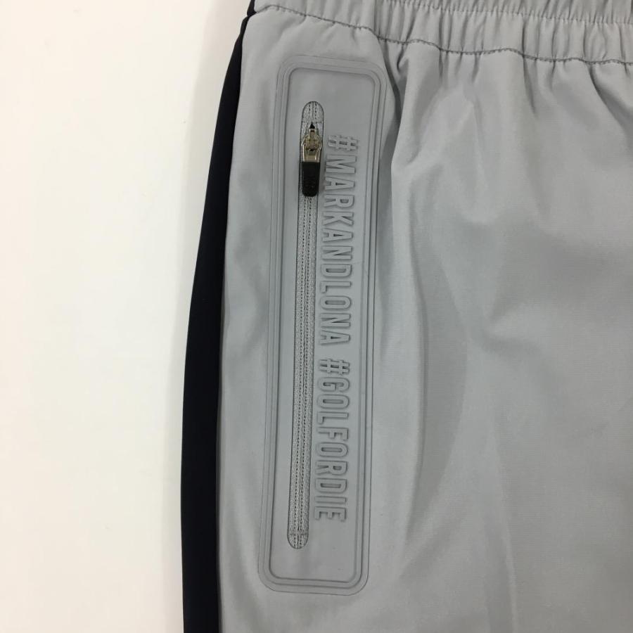 新品】マークアンドロナ パンツ グレー×ネイビー ポケット口ロゴ