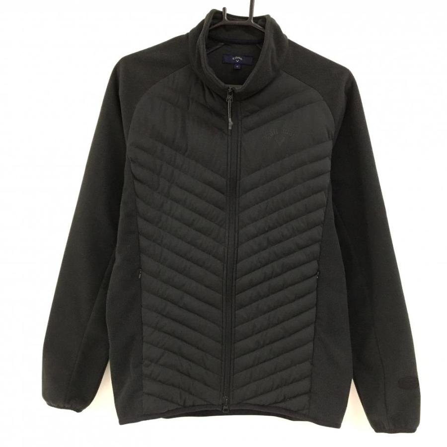 美品 Callaway ブラック 中綿 2way ジャケット 軽量 ダブルジップ 美品】キャロウェイ 中綿フリースブルゾン 黒 身頃中綿 ダブルジップ
