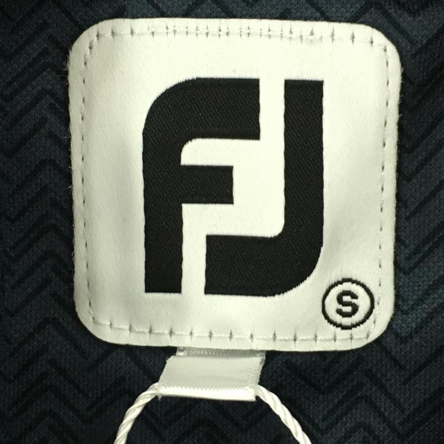 新品 FootJoy レディース ゴルフウェア ハイネックシャツ XL 新品】フットジョイ 長袖ハイネックシャツ ネイビー×黒 総柄 保温
