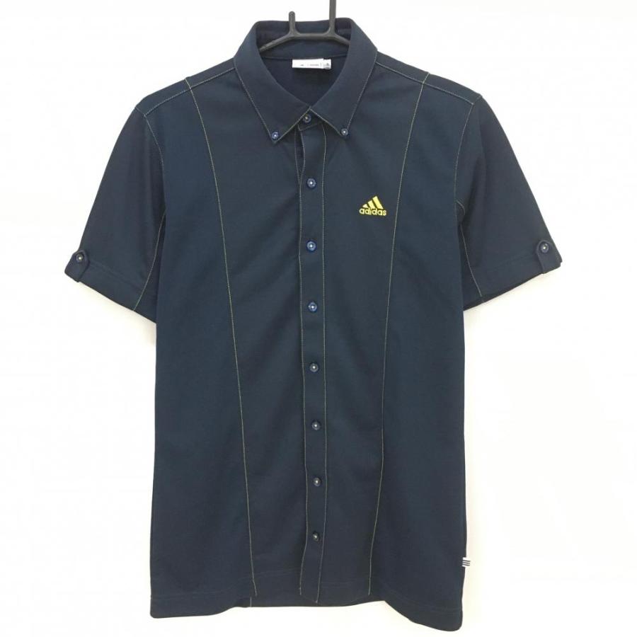 adidas（アディダス） 半袖ポロシャツ ネイビー×イエロー ステッチ