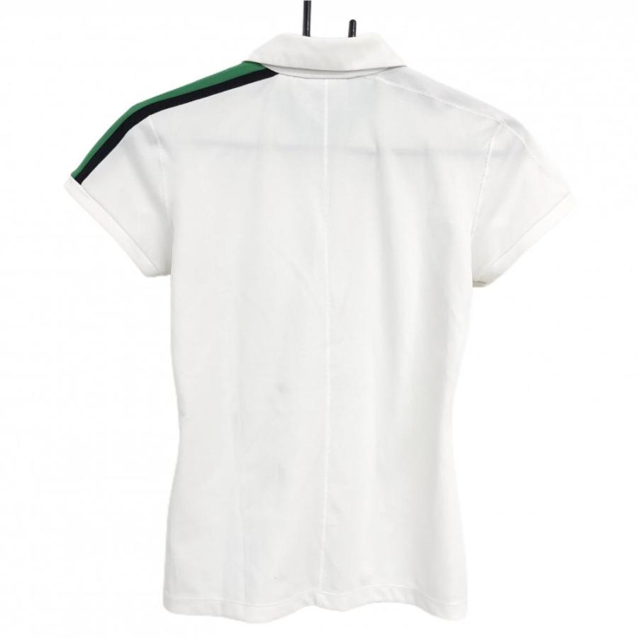 DESCENTE GOLF デサントゴルフ 半袖ポロシャツ 白×グリーン 胸元ロゴ 