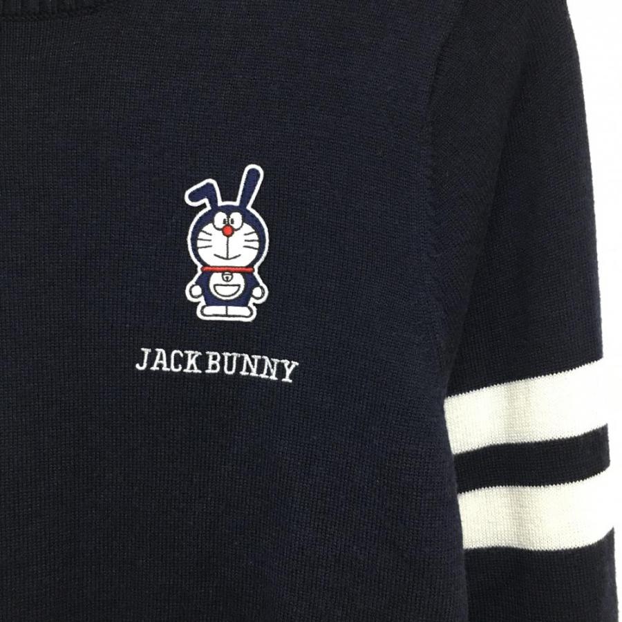 美品】ジャックバニー×ドラえもん セーター ネイビー 袖ライン 美品】ジャックバニー×ドラえもん セーター ネイビー 袖ライン