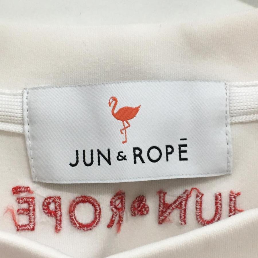 Jun and Rope(ジュンアンドロペ) トレーナー サイズM美品  - ライトベージュ スエットパーカー/ロゴ/刺繍/スリット/ゴルフウェア 美品】ジュンアンドロペ トレーナー ライトベージュ×レッド フロント