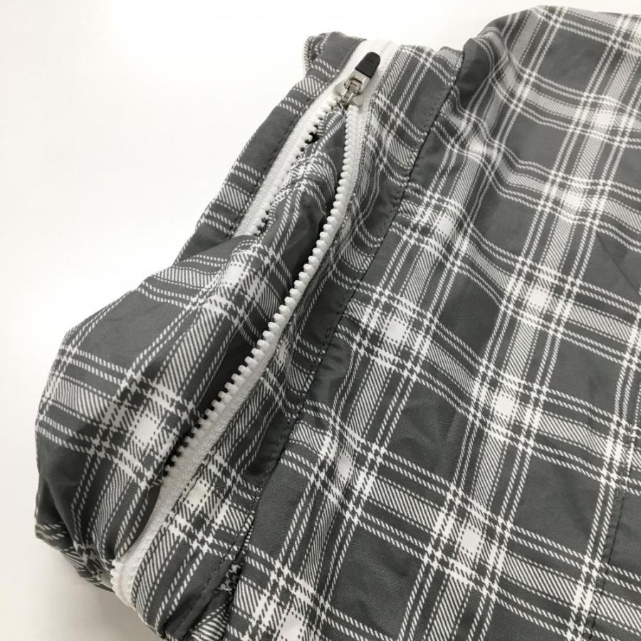 アディダス フード付き半袖ジャケット グレー×白 チェック柄 フード