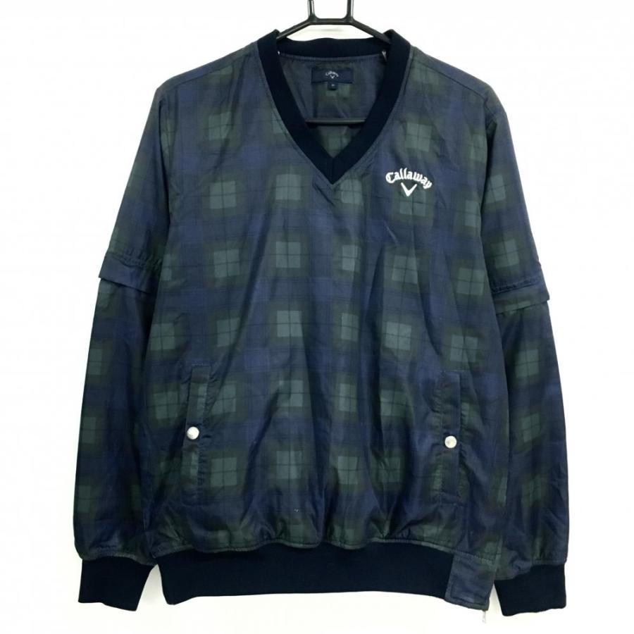 キャロウェイ 2WAY中綿スニード ネイビー×グリーン チェック 袖着脱可