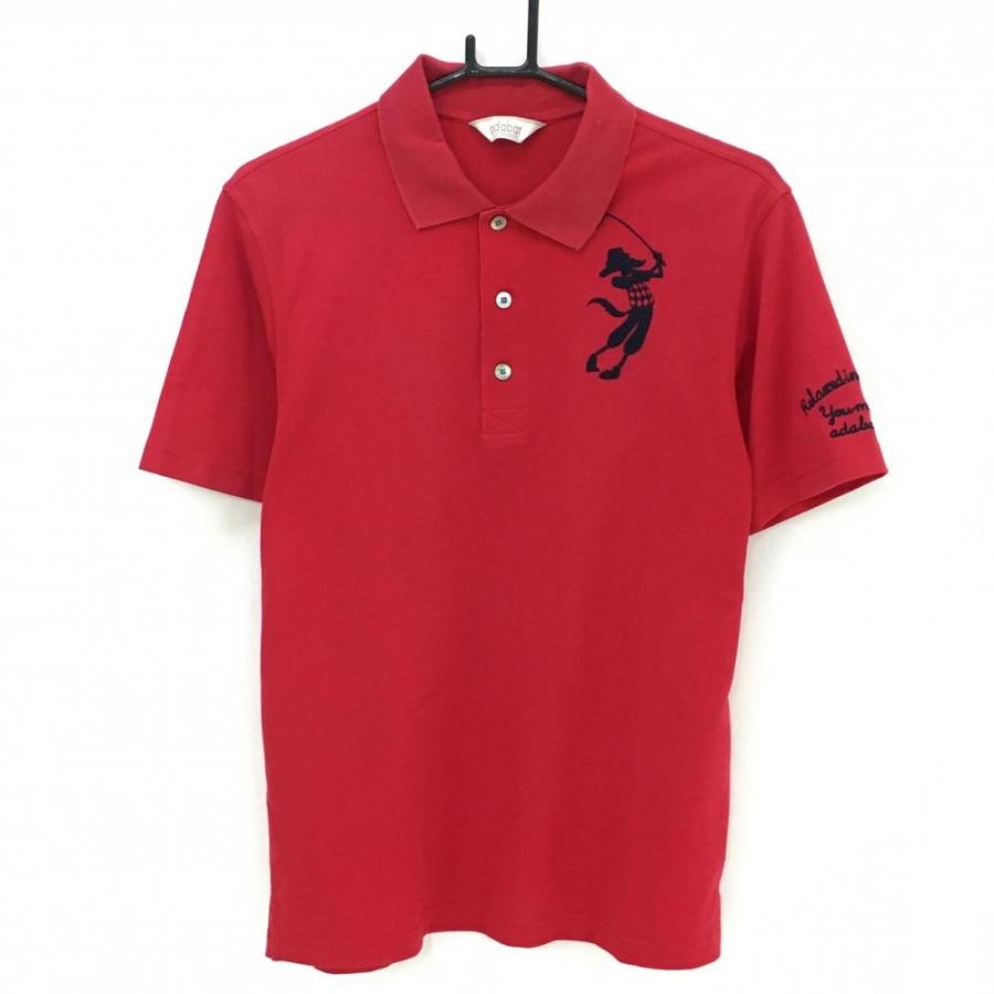 adabat（アダバット） 半袖ポロシャツ レッド 胸元刺しゅう メンズ 48