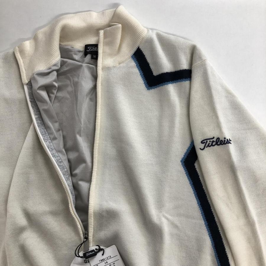 新品】タイトリスト ニットブルゾン 白×ネイビー 裏地付 防風 メンズ M