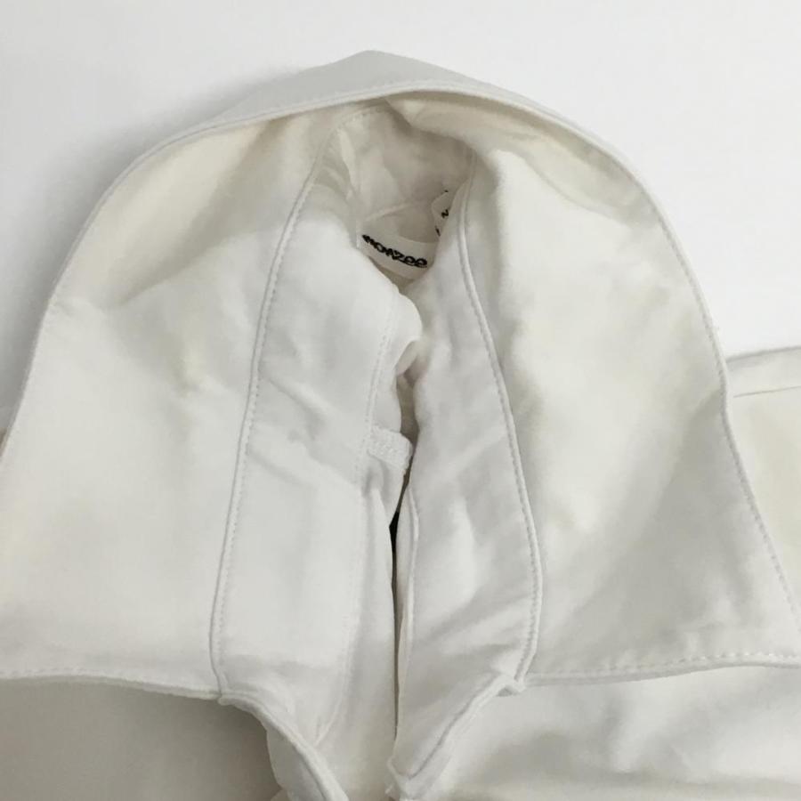 monzee モンジー ハーフジップ メンズ ゴルフウェア 美品 モンジー 半袖ポロシャツ 白 ハーフジップ フロントロゴ黒 メンズ S