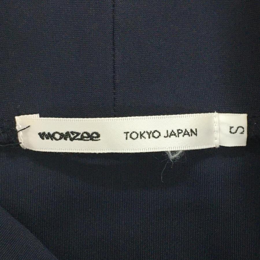 超美品】モンジー 半袖ハイネックシャツ ダークネイビー 胸ロゴ