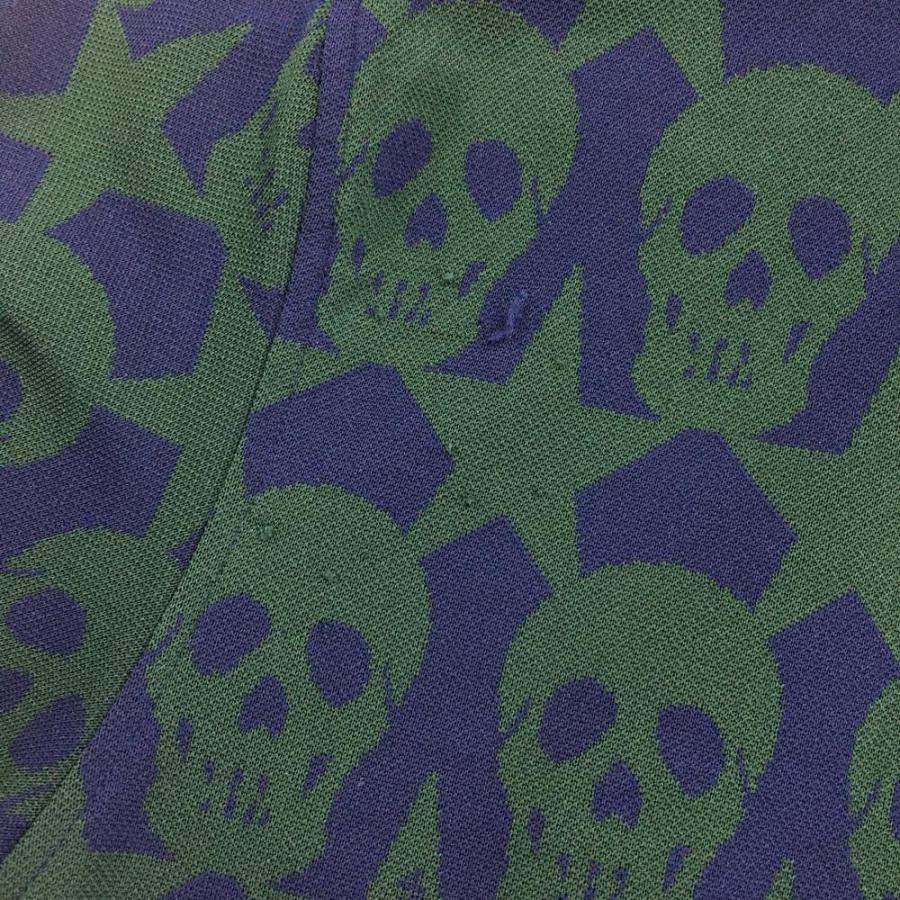 【美品】MARK & LONA スカル ストーン ポロシャツ ネイビー MARK&LONA マークアンドロナ 七分袖ポロシャツ ネイビー 星地