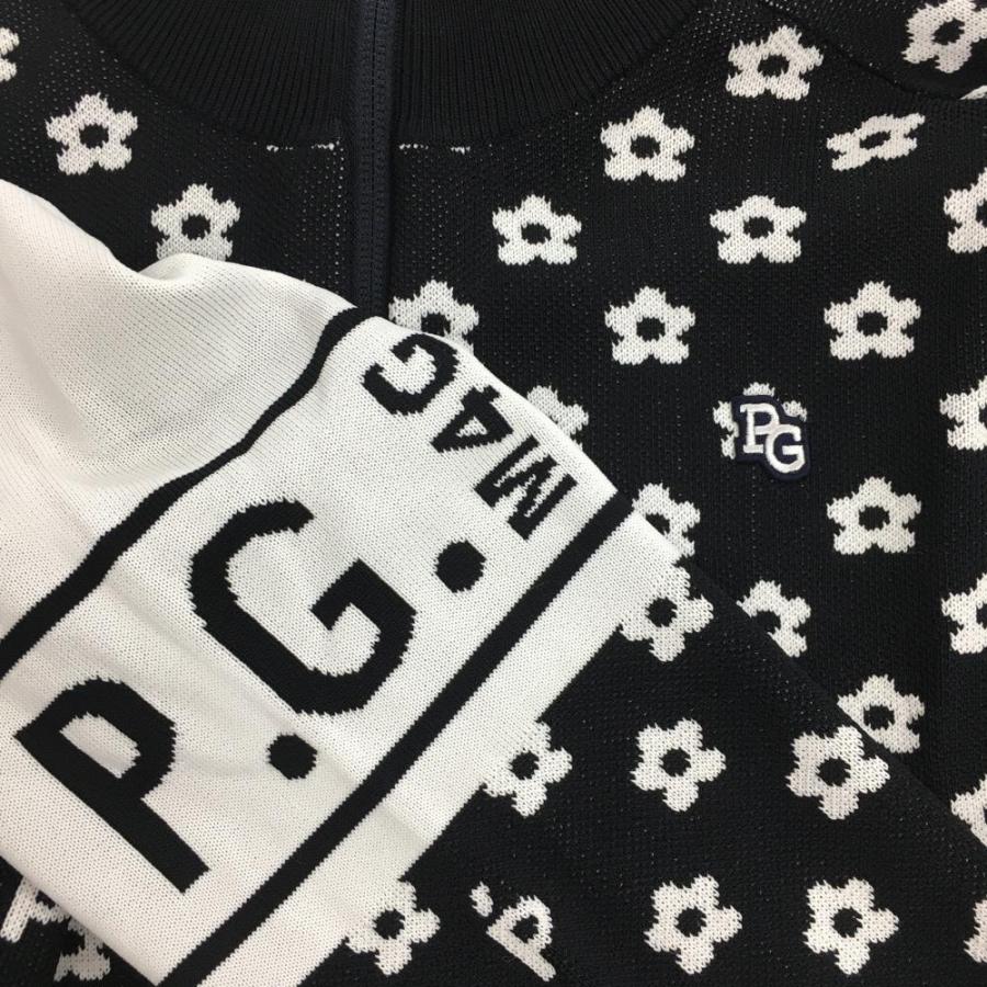超美品】パーリーゲイツ ニットジャケット ネイビー×白 花柄