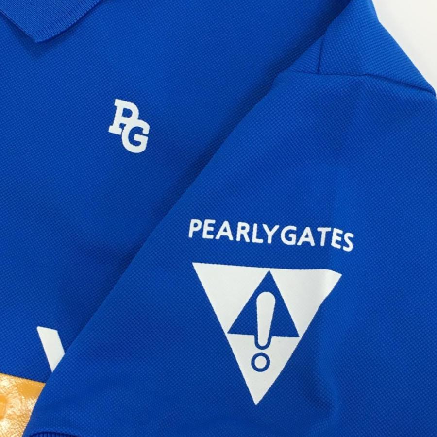 【新品】パーリーゲイツ 半袖ポロシャツ ブルー×白 フロントロゴ TEXBRID レディース 1(M) ゴルフウェア 2024年モデル PEARLY GATES_2