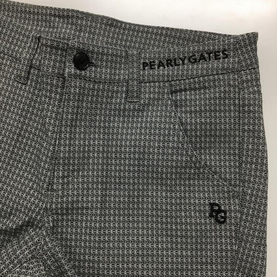 超美品】パーリーゲイツ パンツ 黒×白 総柄 コットン混 レディース 1(M
