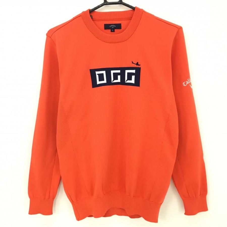 超美品】キャロウェイ セーター オレンジ×ネイビー フロント英字