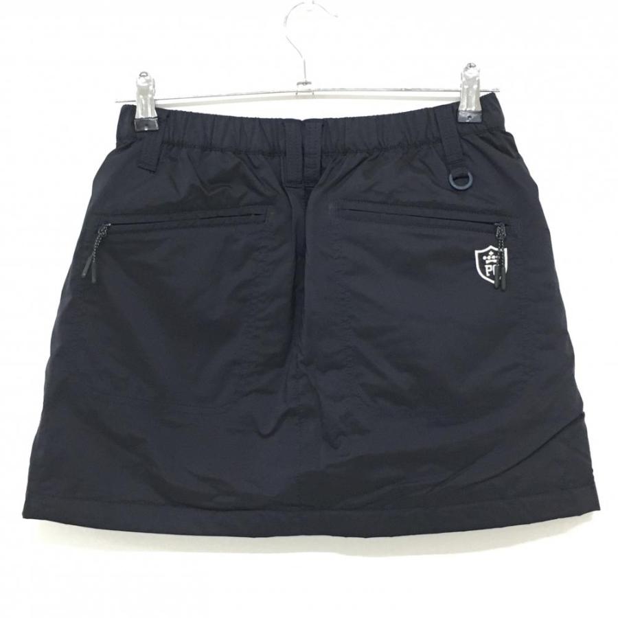 美品】パーリーゲイツ 中綿スカート ネイビー ロゴ白 蓄熱裏地
