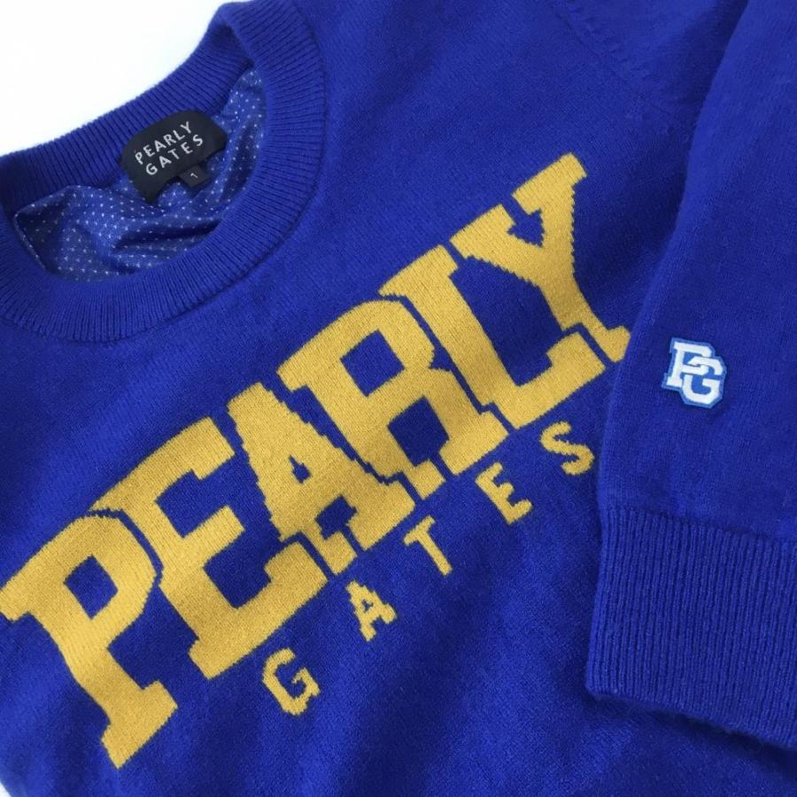 超美品】パーリーゲイツ セーター ブルー×オレンジ 裏地付き カシミヤ