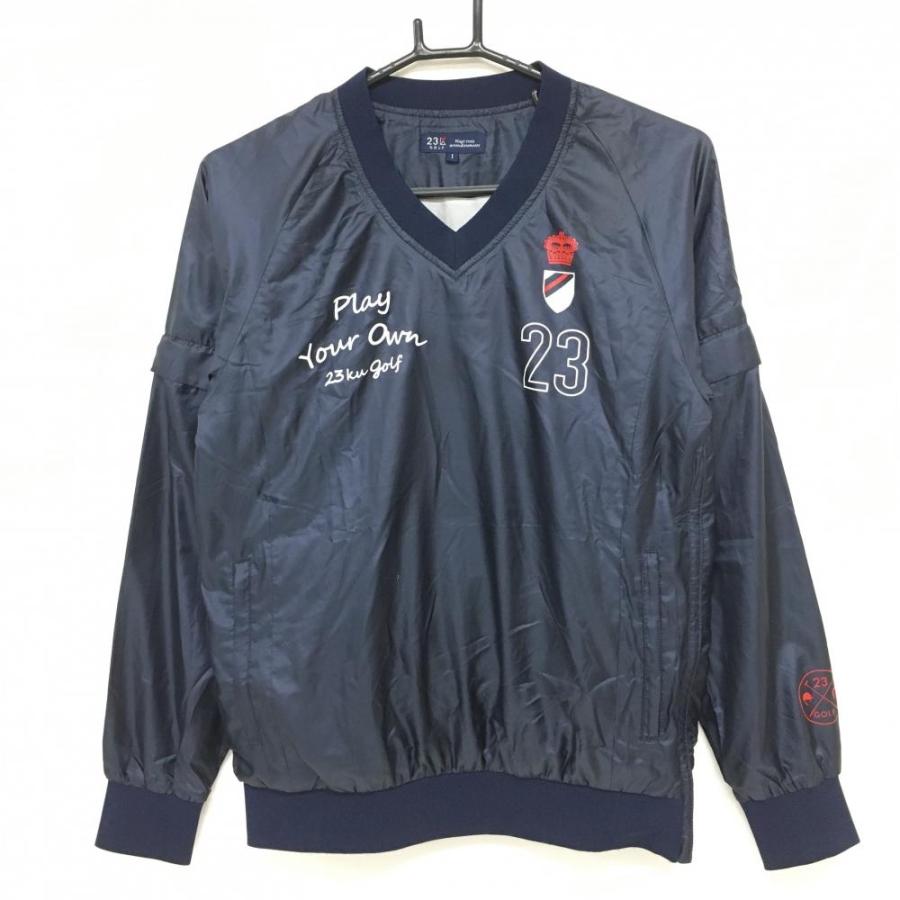 美品】23区ゴルフ 2WAYスニード ネイビー×白 裏地付 袖着脱可 ブルゾン 