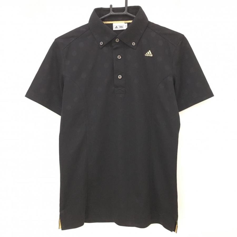 adidas（アディダス） 【美品】アディダス 半袖ポロシャツ 黒 ドット織