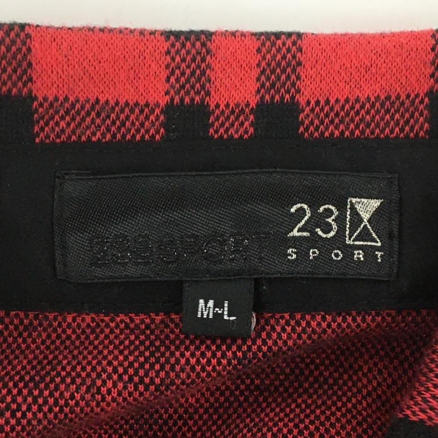 美品】23区スポーツ シャツワンピース レッド×黒 チェック 背面