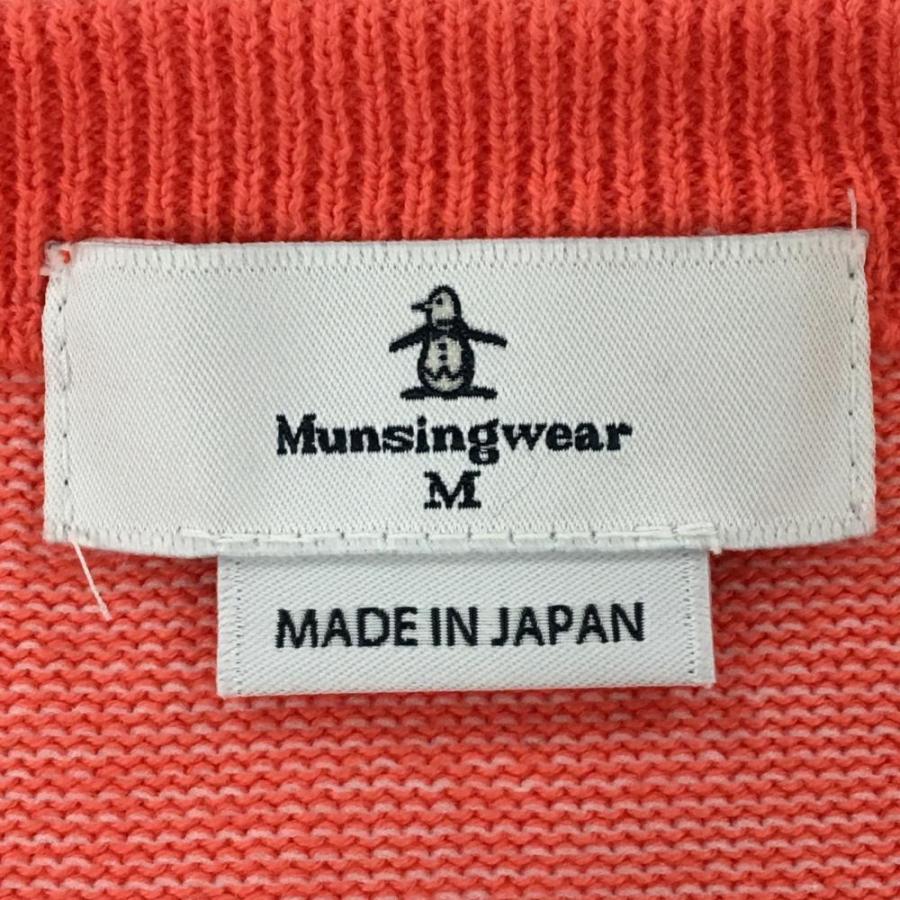 Munsingwear ニットセーター LL ピンク/ホワイト マンシングウェア セーター サーモンピンク×白 ロゴ刺しゅう ニット