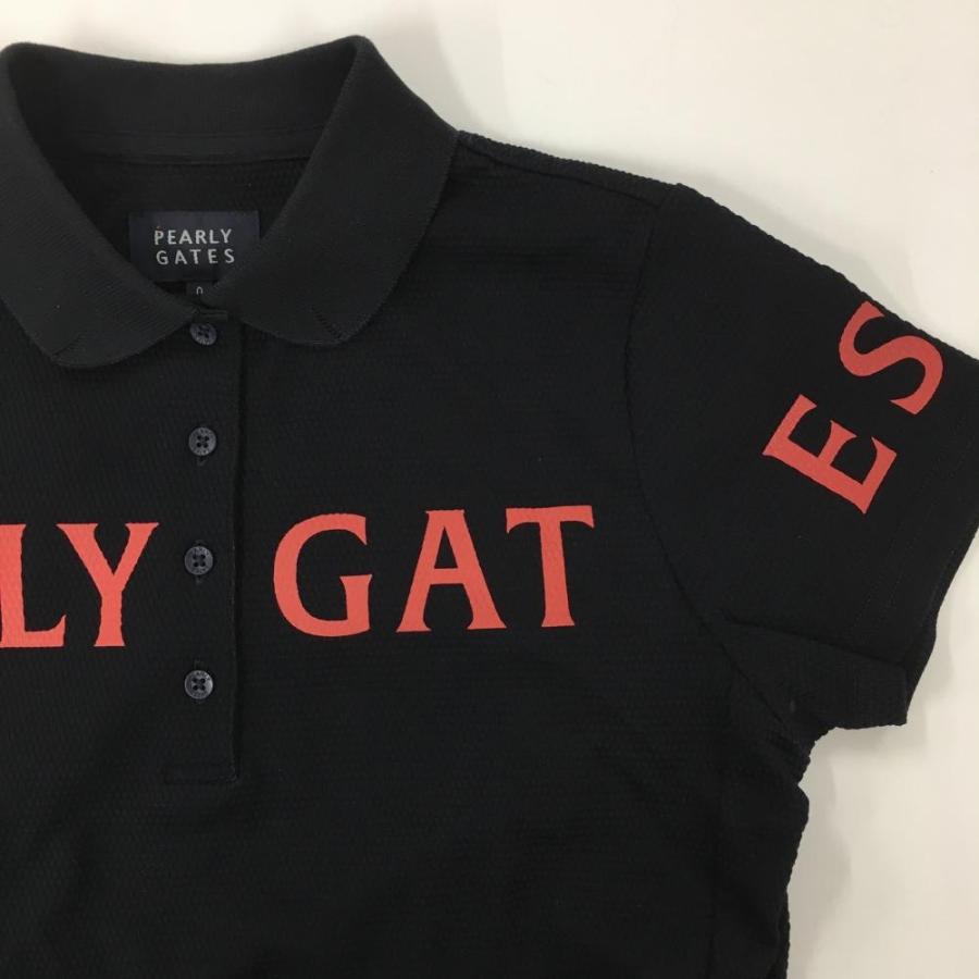 PEARLY GATES（パーリーゲイツ） 半袖ポロワンピース 黒 織生地