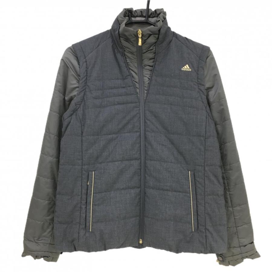 アディダス 2WAY中綿ジャケット グレー 切替 袖着脱可 蓄熱裏地