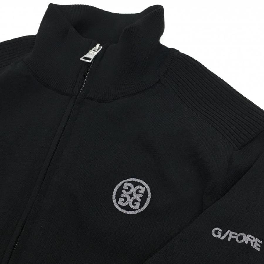 【美品】ジーフォア ニットジャケット 黒 ロゴ刺しゅう コットン混 ブルゾン メンズ 1002 ゴルフウェア G/FORE : 1 ...