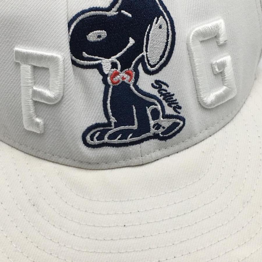 パーリーゲイツ×PEANUTS フラットキャップ 白×ネイビー パーリーゲイツ×PEANUTS フラットキャップ 白×ネイビー